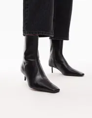 トップショップ レディース シューズ ブーツ・レインブーツ アンクル ブーツ レザー ヒール Topshop Narla premium real leather high pin heeled anのサムネイル