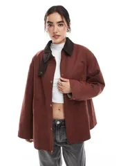 エイソス レディース アウター ジャケット・ブルゾン ウエストマーク コントラスト ジャケット ASOS DESIGN waxed cinched waist jacket with contrastのサムネイル