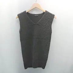 ◇ pas de calais Vネック ケーブル 起毛 ストレッチ シンプル ノースリーブ ニットベスト サイズ38 ブラウン レディース E  【1308290053904】のサムネイル