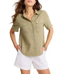 トッミーバハマ レディース トップス シャツ Tommy Bahama Coastalina Point Collar Short Sleeve Button Front Camp Shirt Sea Clay