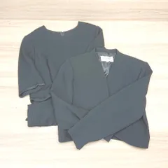 ◇ pierre cardin バックファスナー ジャケット 羽織り ノーカラー ロング丈 セットアップ サイズ11 ブラック レディース E  【1309040012929】のサムネイル