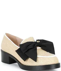 カール ラガーフェルド レディース シューズ ヒール ローファー KARLAGERFELD PARIS Camila Raffia Bow Loafers NaturalBright White ホワのサムネイル