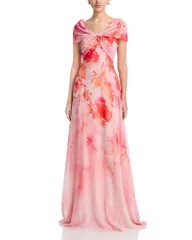 テリジョンバイリッキーフリーマン レディース トップス ワンピース シフォン Teri Jon by Rickie Freeman Chiffon Off Shoulder Gown Coral Multi コーラル