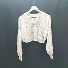 ◇ Heather ヘザー シンプル ショート丈　ボレロ 厚手 ニット 長袖 カーディガン サイズF アイボリー レディース E  【1309040048270】