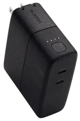 エレコム モバイルバッテリー 5000mAh AC時67W 20W コンセント一体型 Type-C 2ポート おまかせ充電 まとめて充電 PSE技術基準適合 ブラック EC-C22LBK [1)バッテリー単品]
