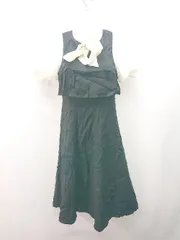 ◇ titty&Co. 胸元リボン 上品 シアー袖 綺麗め ガーリー 半袖 ロング ワンピース サイズS ブラック レディース E  【1309040080065】のサムネイル