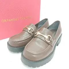 ◇ ◎ Oriental Traffic ゴールド金具 ラウンドトゥ 綺麗め シンプル ローファー サイズ36 ブラウン レディース E  【1309040088948】