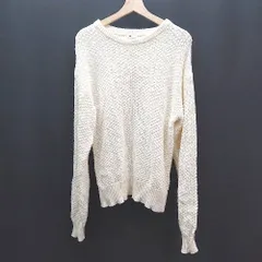 ◇ coen コーエン Uネック ケーブル ストレッチ シンプル オシャレ 秋冬物 長袖 ニット サイズL クリーム レディース E  【1309250038061】