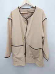 ◇ Aunt Marie's アントマリーズ パイピング ノーカラー 無地 長袖 ブルゾン ジャンパー サイズF ベージュ系 レディース P  【1310020014727】のサムネイル