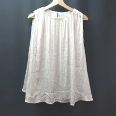 ◇ ◎ NATURAL BEAUTY BASIC サテン加工 上品 スリーブレス きれいめ ブラウス サイズM ライトベージュ レディース E  【1310050016630】