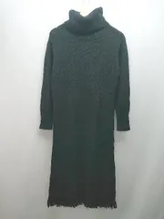 ◇ AMERICAN RAG CIE タートルネック 無地 リブ フリンジ 長袖 ロング ワンピース サイズF ブラック レディース E  【1310050027001】のサムネイル