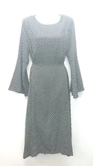 ◇ merlot plus Uネック ストレッチ 裏地 ドット柄 バックジップ 長袖 ロング丈 ワンピース サイズF ブラック レディース E  【1310130004274】のサムネイル