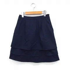 グローブ grove スカート フレア 膝丈 サイドジップ シンプル S ネイビー /ST22