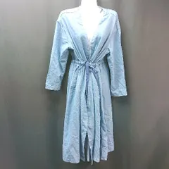 ◇ E hyphen world gallery PEACE 無地 ウエスト紐 シンプル 長袖 コート 表記なし ブルー レディース E  【1310130018660】