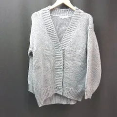 ◇ global work ニット セーター フロントボタン 前開き 羽織もの 長袖 カーディガン サイズM ブルー レディース E  【1310130020908】