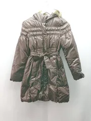 ◇ ◎ Down Collection ファー取り外し可能 カジュアル ミドル丈 長袖 ダウンコート サイズ150 ブラウン レディース E  【1310300003038】
