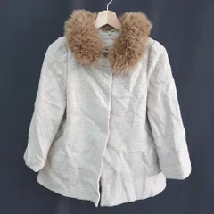 ◇ doux archives ファー取外可能 ワントーン シンプル きれいめ 長袖 ノーカラーコート サイズM ベージュ レディース E  【1310300020462】のサムネイル