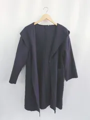 ◇ wcloset ダブルクローゼット フード 無地 生地薄手 長袖 コート サイズF ネイビー レディース E  【1310300039051】