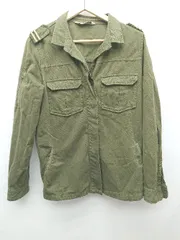 ◇ ZARA ザラ ミリタリー コットン100% 長袖 ブルゾン ジャンパー サイズUSA L カーキ レディース P  【1402080019641】