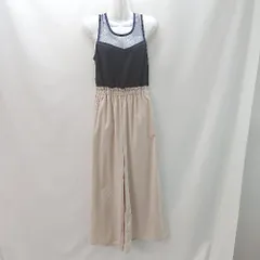 ◇ dazzlin ダズリン 胸元レース ノースリーブ ワイドパンツ オールインワン サイズM ベージュ ネイビー レディース E  【1402200022278】のサムネイル