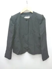 ◇ pierre cardin ピエール カルダン ノーカラー キレイめ 長袖 ジャケット サイズ7 ブラック レディース P  【1402270005324】のサムネイル