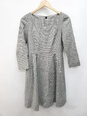 ◇ ◎ anatelier アナトリエ 千鳥格子 フレア 長袖 膝 ワンピース サイズ36 ブラック ホワイト レディース P  【1403180009907】のサムネイル