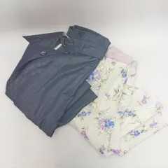 ◇ ◎ Apuweiser riche デニム風 花柄プリーツ レイヤード 膝丈 フレア スカート サイズ1 インディゴ レディース E  【1404240027695】