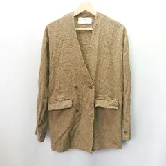 ◇ tree cafe ツリーカフェ ノーカラー ダブルボタン コットン 長袖 ジャケット サイズF ブラウン レディース E  【1404240028777】のサムネイル
