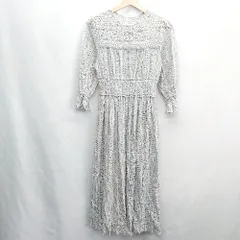◇ RETROGIRL レトロガール レース ガーリー フレア 七分袖 ロング丈 ワンピース サイズ表記なし グレー レディース E  【1405140019711】