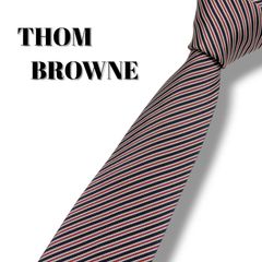 THOM BROWNE トムブラウン ネクタイ トリコロール シルク グレー