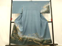 平和屋着物■訪問着　刺繍　風景草花文　暈し染め　金糸　金彩　正絹　逸品　AABI5880fwのサムネイル
