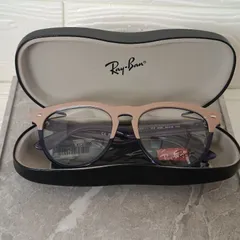 Ray-Ban レイバン メガネフレーム 度入り対応 伊達メガネ ボストン ラウンド型 ベージュ × ブルーグラデーション ハーフリム ユニセックス メンズ レディース 純正ハードケース 取扱説明書 保証書 クロス 付属品完備 新品同様  おしゃれ 韓国