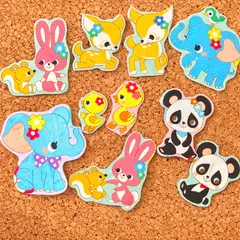 アイロン接着｜レトロアニマル｜10枚入り｜入園入学準備　保育園 幼稚園｜アイロンワッペン　布ワッペン　アップリケ