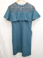 ◇ merlot plus メルロープリュス レース 切替 フレンチスリーブ 膝丈 ワンピース グリーン レディース P  【1406180043001】のサムネイル