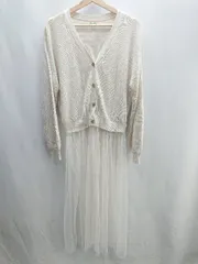 ◇ chouchou シュシュ 長袖 ロング ワンピース ホワイト系 レディース E  【1406180076849】のサムネイル
