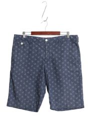 【お得なクーポン配布中!】 ラルフローレン アンカー 総柄 ショート パンツ レディース XL メンズ L 程/ ポロ スポーツ ショーツ コットン モノグラム ノータック 紺