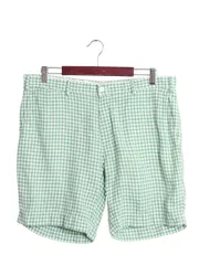 【お得なクーポン配布中!】 90s ポロ ラルフローレン ギンガム チェック ショートパンツ メンズ 35 ショーツ 100% リネン 短パン アーミー タイプ ノータック ツートン
