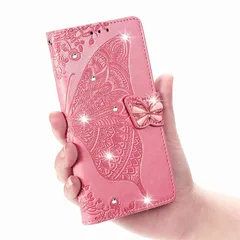 【新品】 に適用するiPhone 15 Pro ケース 手帳型 ノートブック型携帯電話保護カバー多機能携帯電話ホルスター財布携帯電話ホルダーバンプパターンテクスチャ耐久性摩擦耐性携帯電話ケース男性と女性に適した多色オプション (zバタフライピンク)