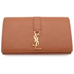 SAINT LAURENT PARIS (サンローランパリ) ラージ ロングウォレット 長財布 カードケース ブラウン レザー ゴールド金具のサムネイル