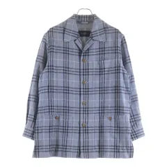 BURBERRY LONDON (バーバリーロンドン) チェック総柄 リネン ジャケット ライトブルーのサムネイル