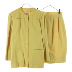 HERMES (エルメス) ノーカラージャケット/スカートセットアップ イエロー ウール #40のサムネイル