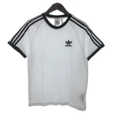 アディダス adidas トレフォイルロゴ Tシャツ カットソー 半袖 ロゴ 刺繍 ライン 白 ホワイト S