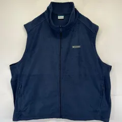 古着 コロンビア Columbia ベスト フルジップ ワンポイントロゴ 大きいサイズ フリース 4X  ネイビー系 メンズ