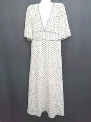 ◇ ◎ ●未使用● JUNOAH ジュノア 半袖 ロング丈 ワンピース サイズM アイボリー ブラック レディース P  【1407100021024】