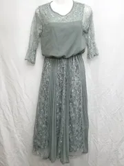 ◇ LACE LADIES レースレディース 七分袖 膝下丈 ワンピース サイズS グリーン系 レディース P  【1407100046355】のサムネイル