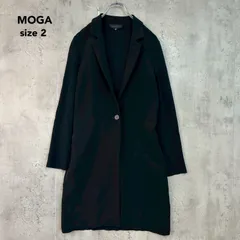 MOGA モガ サイズ2 ブラック 黒 テーラードカラー ロングジャケット ニットコート ロングカーディガン シングルボタン ワンボタン ストレッチ素材 羽織り ライトアウター 伸縮性 シンプル 無地 モード フォーマル オフィス ★ ◇■ ★ ◆■のサムネイル