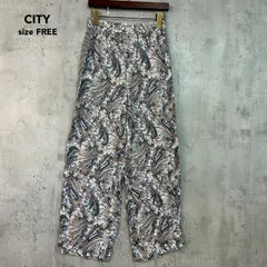 CITY シティ Fサイズ キュプラ100% 日本製 サイドライン ワイドパンツ イージーパンツ ウエストゴム 総柄 ボトムス スラックス 307340002 ホワイトペイズリー柄 ストレートシルエット 光沢感 上品 ★ ■◇ ★ ■◆のサムネイル