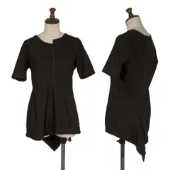 ヨウジヤマモト ファムYohji Yamamoto FEMME ホワイトステッチ切替アシンメトリーTシャツ 黒2のサムネイル