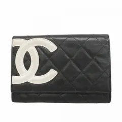 【6ec2954】シャネル 財布 カンボン ラムスキン ブラック シルバー金具【中古】レディース