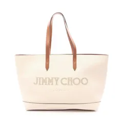 ジミーチュウ JIMMY CHOO トートバッグ オフホワイト キャンバス レザー トートバッグ レディース Used A